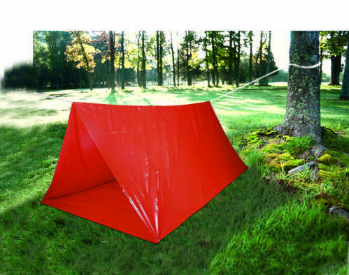 2 man tube tent between trees